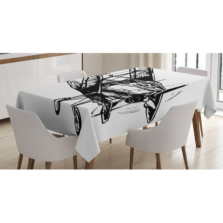 Vintage Airplane Decor Tablecloth Drawing Of Monoplane Sketchy Stylized Ancient Monochrome Design Rectangular Table Cover For Dining Room Kitchen Vintage Airplane Decor Tablecloth Drawing Of Monoplane Sketchy Stylized Ancient Monochrome Design Rectangular Table Cover For Dining Room Kitchen