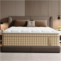 JERFIT 14 Inch Firm Queen Hybrid Mattress in a Box, 7-Zone Cooling Gel Memory Foam with Pocket Springs for Support & Pressure Relief, CertiPUR-US Certified, Beige