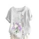 thumbnail image 1 of Vestidos Casuales Para Mujer, Blusas De Mujer De Moda Blusa informal de lino con cuello redondo, manga corta y botones para mujer, 1 of 4