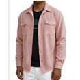 thumbnail image 2 of Stamzod Men's Button Down Shirt Jacket Casual Long Sleeve Shacket Spring Summer Textured Shirts with Pockets Pink C M, 2 of 8