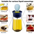 thumbnail image 3 of Dispensador de aceite de oliva azul de 180 ml con cepillo, botella de aceite de vidrio, cepillo de silicona 2 en 1, botella de aceite exprimible para cocinar, freír, hornear, asar panqueques, 3 of 5