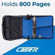 Case It King Sized Zip Tab 4 3-Ring Zipper Binders D-Ring Blue (D-186 BLU) D-186-MBLU