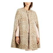 INC Womens Brown Pocketed Animal Print Evening Cape Style Jacket M