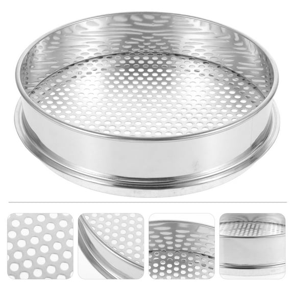 FELTECHELECTR Stainless Steel Round Soil Grading Sieve for Outdoor Use Stackable Rust Resistant Silver 12 Inch