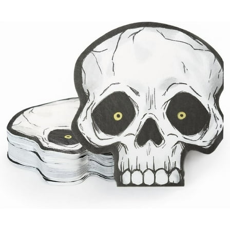 Cheerland Skull Napkins 50 Pcs Disposable Halloween Paper Napkins Black White Skeleton Gothic Party Tableware