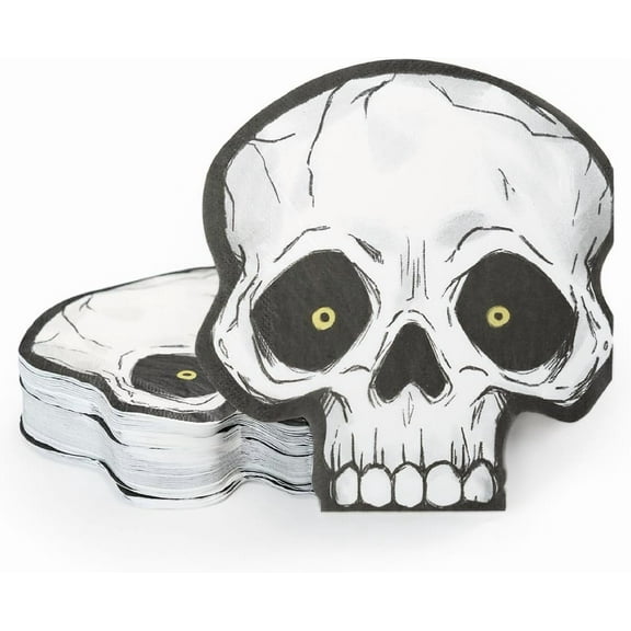 Cheerland Skull Napkins 50 Pcs Disposable Halloween Paper Napkins Black White Skeleton Gothic Party Tableware