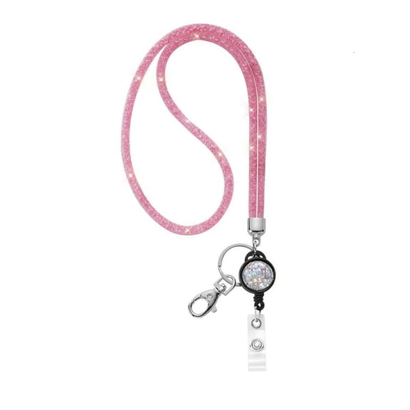 Yammee Sparkling Lanyard For Badge Card Holder and Keys Retractable Rhinestones Lanyards Keychain Lanyard Necklace for Women