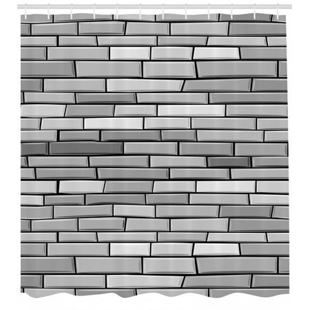 Grey Shower Curtain Illustration Of Brick Wall Contemporary