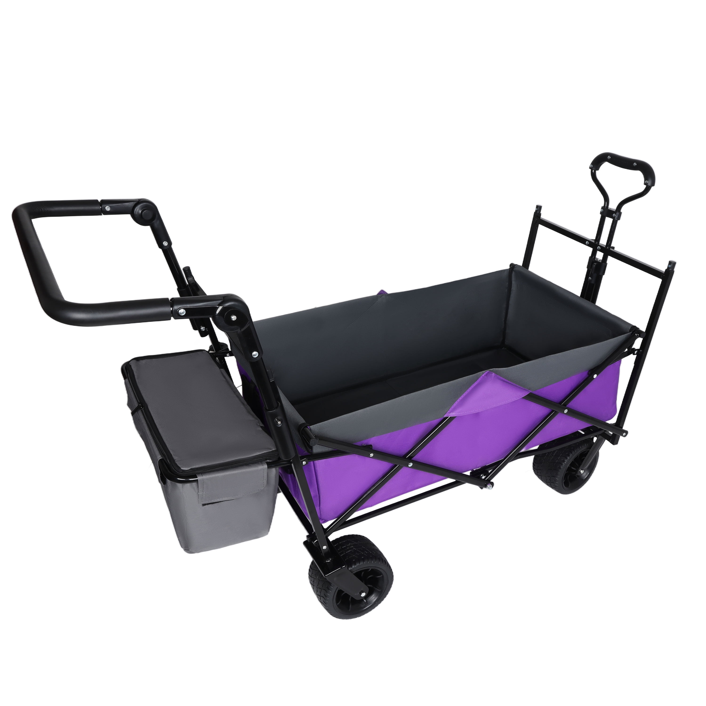 With Push Handle, 480Lbs Collapsible Wagon with Canopy, Wagon cart with 7" All-Terrain Wheels, Large Capacity for Camping, Shopping, Sports, and Garden Use