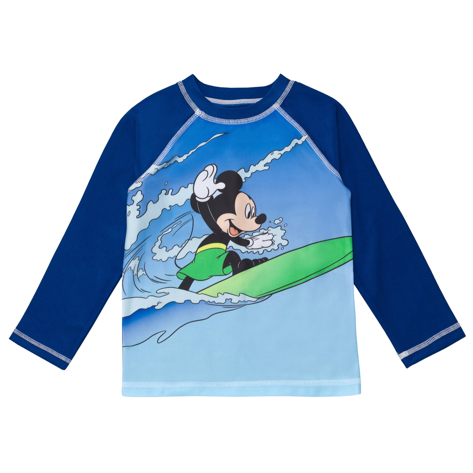 Disney Mickey Mouse Baby Boys' Swimwear 2-Piece Rash Guard and Swim Trunks Set Mickey Tropical Navy