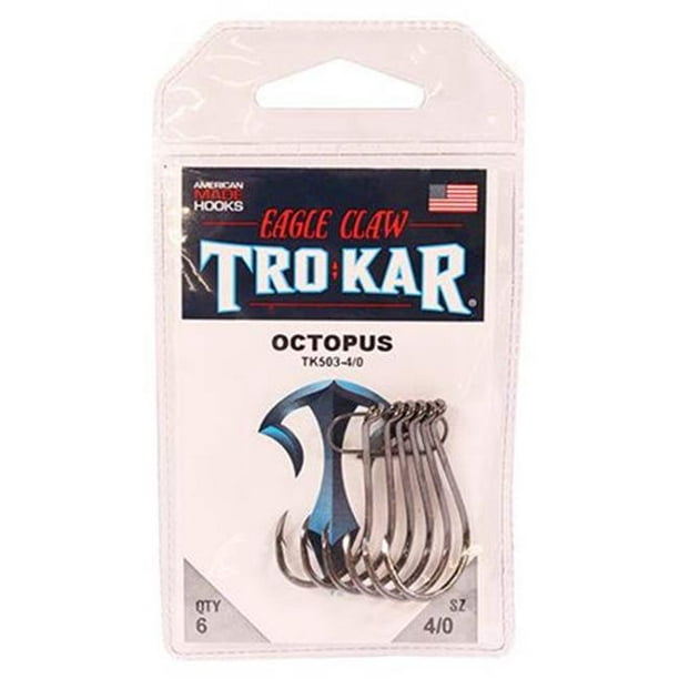 Eagle Claw TK503-4-0 Down Point Long Shank Octopus Hook,