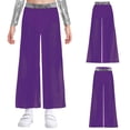 thumbnail image 6 of TiaoBug Kids Girls High Waisted Sequins Side Slit Chiffon Wide Leg Pants Belly Dance Performance Bottoms Purple 8, 6 of 7