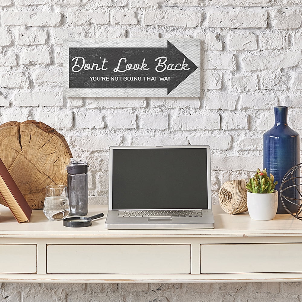 Stupell Industries Don't Look Back Quote Forward Facing Arrow Canvas Wall Art by Daphne Polselli
