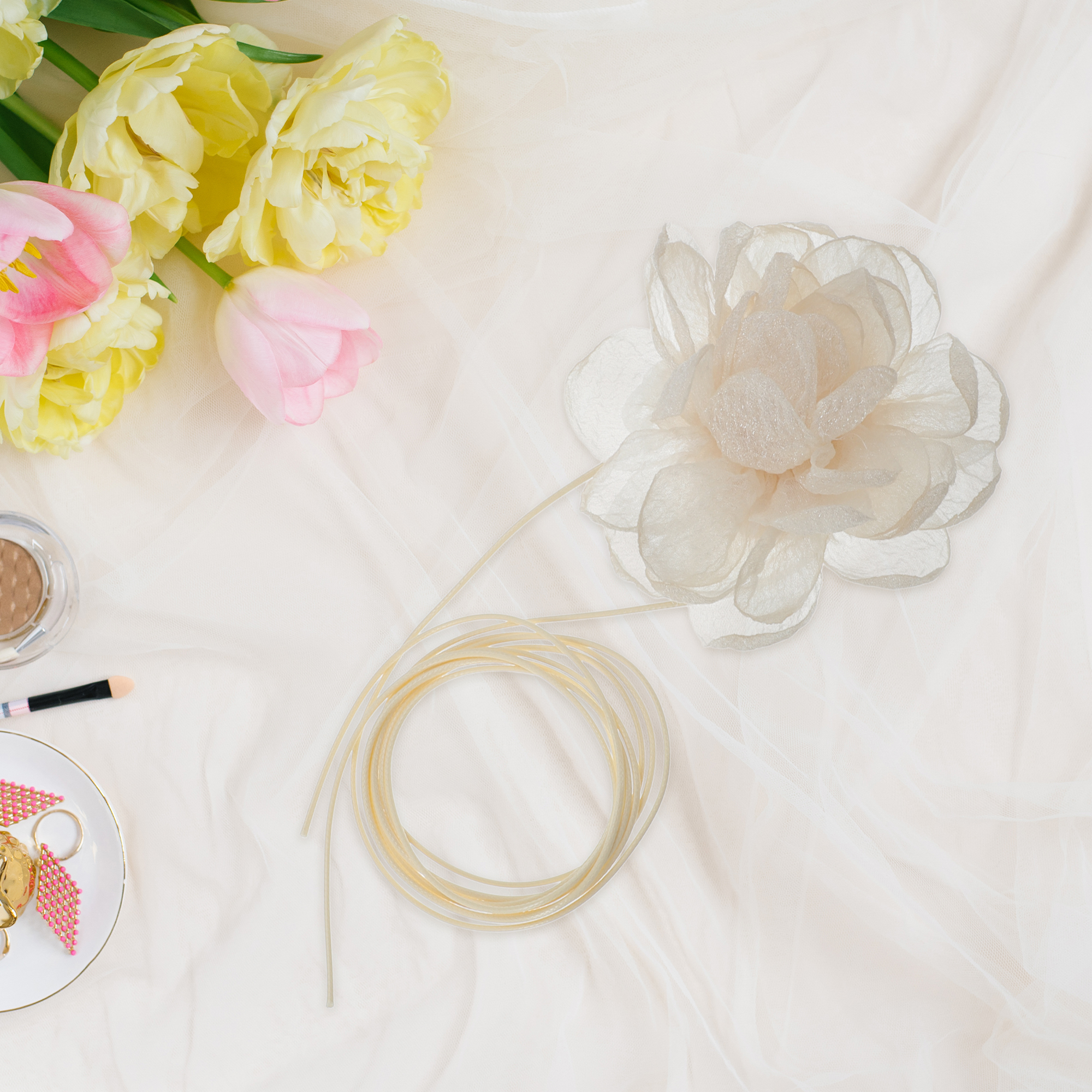 Unique Bargains Rose Choker Necklace 1Pc Apricot