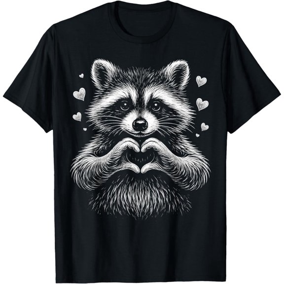 Cute Raccoon Heart Love Valentine Gift for Men Women T-Shirt