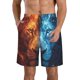 thumbnail image 1 of Fotbe Red And Blue Fire Lion Trajes de Baño Estampados para Hombre, Shorts de Verano de Secado Rápido, Ropa de Playa, Bañadores-3X-Large, 1 of 6