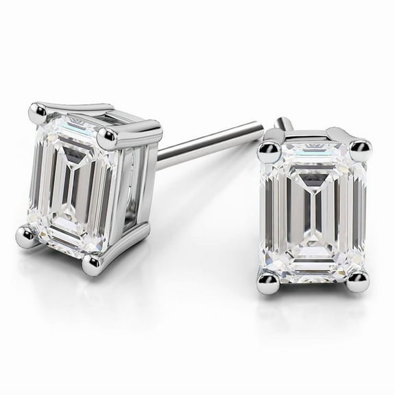 2.00 Carat D/VVS1 Emerald Cut Lab Created Diamond Screw Back Stud Earrings for her Solid 14K White Gold Beautiful Studs Earring