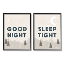 Stupell Industries Good Night Sleep Tight Phrase Nighttime Mountain Landscape Illustration, 11 x 14, Design by Daphne Polselli