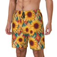 thumbnail image 1 of Balery Diamond Bohemian Sunflower Bañador para hombre, shorts de playa de secado rápido con entrepierna y forro de compresión-X-Large, 1 of 6
