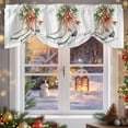 thumbnail image 6 of Christmas Ice Shoes Tie Up Valances Curtain, Berry Pine Needles Red Ribbon Wood Striped Adjustable Rod Pocket Short Window Treatment Tie Up Curtains Valances for Kitchen Living Room Bathroom 54x18 In, 6 of 9