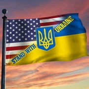 Flagwix Stand With Ukraine Grommet Flag DDH3334GF - 3x5 ft., No Flag Pole Rings