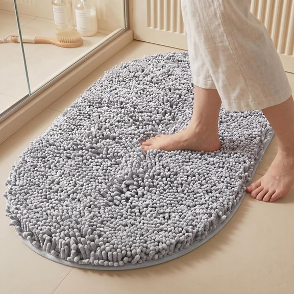 MudFree Bathroom Rugs, Non Slip Washable Door Mat for Muddy Shoes,Light Gray 31"X20"