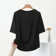 thumbnail image 6 of VgaVtl Women T Shirt Elbow-Length Summer Plus Size Tops Women Solid Color Layering Basic Slim Casual Homewear Shirts,Black XL, 6 of 6
