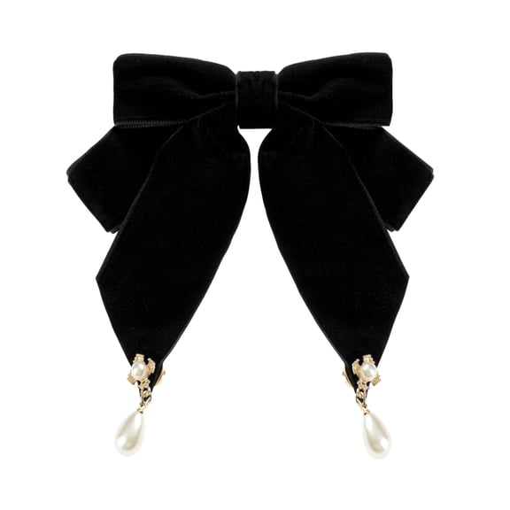 DARING DIVA Women's Retro Velvet Ribbon Pre-Tied Bow Tie Black