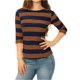 thumbnail image 1 of Dde San Patricio Camisecon mangas de codo pamujer Camisebásiinformal con cuello de barco y corte ajustado Marrón Azul Marino L, 1 of 6