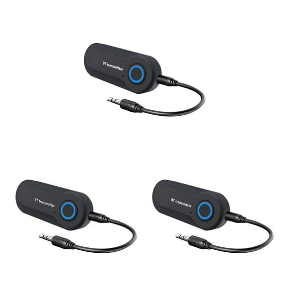 Transemion Bluetooth 4.0 Transmitter 3.5MM for Jack Audio Adapter Wireless Stereo Audio Transmitter Adapter for Headphones TV black 3Set