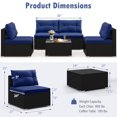thumbnail image 3 of Gymax 5 PCS Patio Furniture Set w/ Seat & Back Cushions Tempered Glass Tabletop Navy, 3 of 9