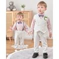 thumbnail image 3 of ZOEREA Toddler Baby Boy Clothes Suit Gentleman Wedding Outfits, Formal Dress Shirt+Bowtie+Vest+Boutonniere+Suspender Pants, 3 of 13