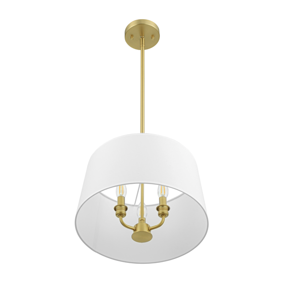 Prominence Home Billet Brushed Gold 3-Light Convertible Pendant/Semi-Flush with Fabric Shades