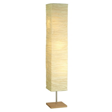Mainstays Rice Paper Floor Lamp with Dark Wood Color Base, Bulb and ...
