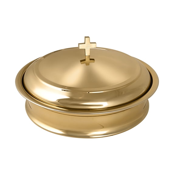 Holy Wine Serving Tray with a Cover Stainless Steel Communion Tray with Cover - (Brass/Gold Shiny)