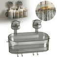 thumbnail image 2 of Toilet Side Storage Rack, Wall Mount Bathroom Draining Basket, Hanging Shower Organizer with Sucyion Cup and Towel Hooks for Home Hotel, 2 of 8