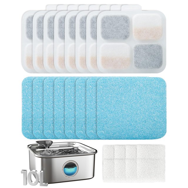Juego de filtros oneisall para fuente de agua para perros PW07SAU de acero inoxidable de 10 l/2.64 galones