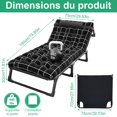 thumbnail image 3 of Camping Cot, Adjustable 4-Position Adults Reclining Folding Chaise with Pillow, Outdoor Lounge Chair Sleeping Cot Bed, Perfect for Office, Pool, Beach, Patio TidBay, 3 of 10
