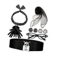thumbnail image 2 of Accesorios de vestuario de los años 50 para mujer Bufanda Disfraz vintage para festivo Juego de 7 piezas en color negro, 2 of 8