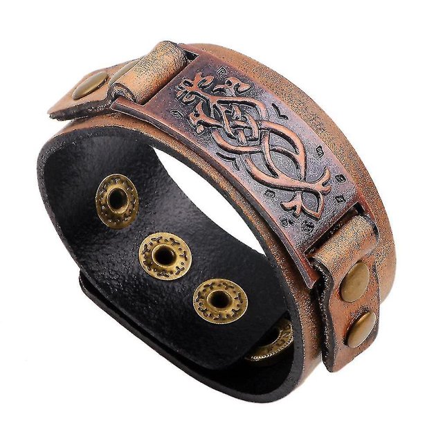 Pulsera HUOGUO Retro de aleación con accesorios de bronce para hombre