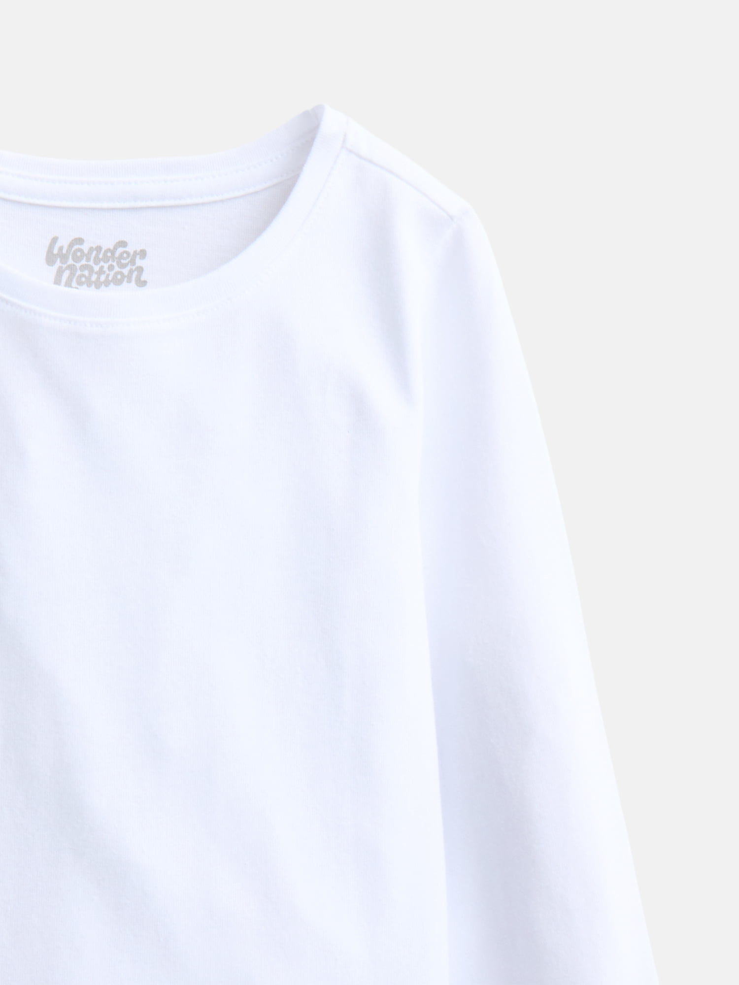 Wonder Nation Girls Kid Tough Tee with Long Sleeves, 3 Pack, Sizes 4-18 & Plus