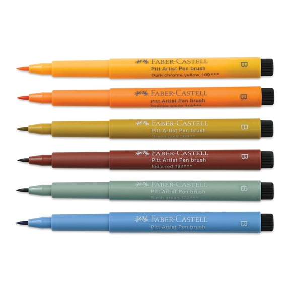 Faber-Castell Pitt Artist Pens - Set of 6, Harvest Colors, Brush Nib