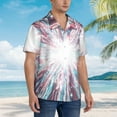 thumbnail image 5 of Daiia Blue Swirl Fireworks Hawaiian Shirt for Men Gentle Cotton Regular Short Sleeve Casual-Small, 5 of 9