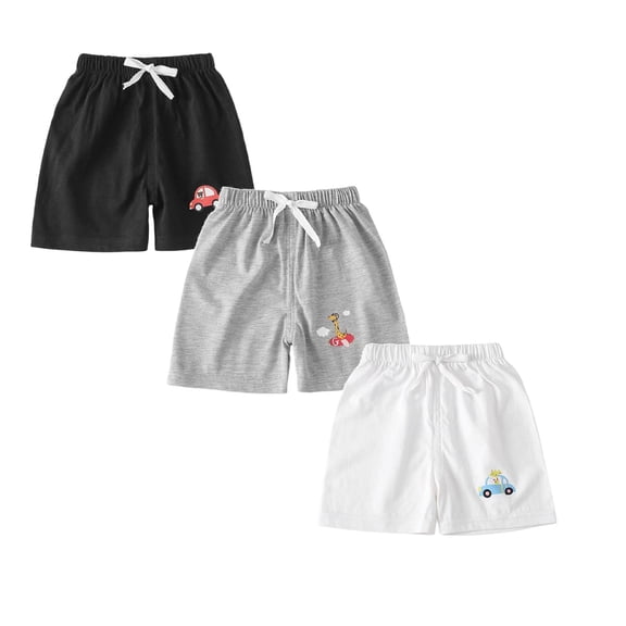 ZHANGDER 3 Pack Baby Boy Shorts Casual Elastic Waist Soft Clothes for Summer Daily with Drawstring, 18M-6Y
