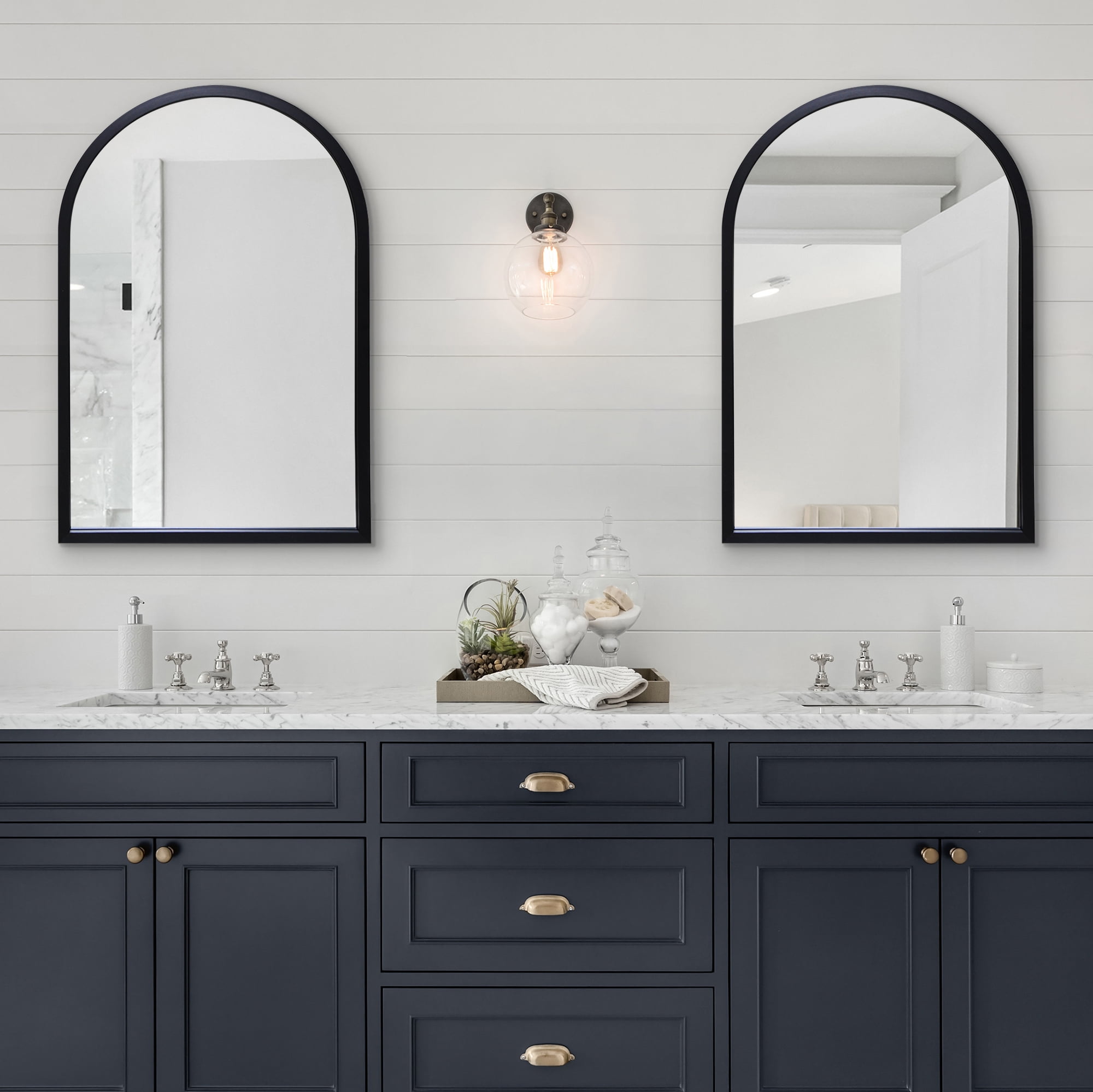 Americanflat - 20x30 Black Framed Curved Arched Mirror for Bedroom Living Room Bathroom