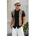 thumbnail image 3 of Iceglad Mens Polo Shirts Vintage Striped Knitting Short Sleeves Button Down Golf Shirts, 3 of 10