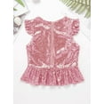 thumbnail image 4 of DPOIS Kids Girls Shiny Sequin Ruffle Hem Dance T-shirt Peplum Crop Top Pink 8, 4 of 7