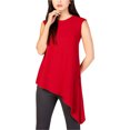 thumbnail image 1 of Anne Klein Womens Asymmetrical Hem Pullover Blouse, Red, 2, 1 of 1