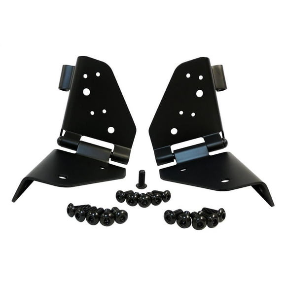 Fits 1987-1995 Jeep Wrangler YJ Crown Automotive Windshield Hinge RT34096 RT Offroad; Powder Coated; Textured Black; Steel; With 2 Hinges and Hardware