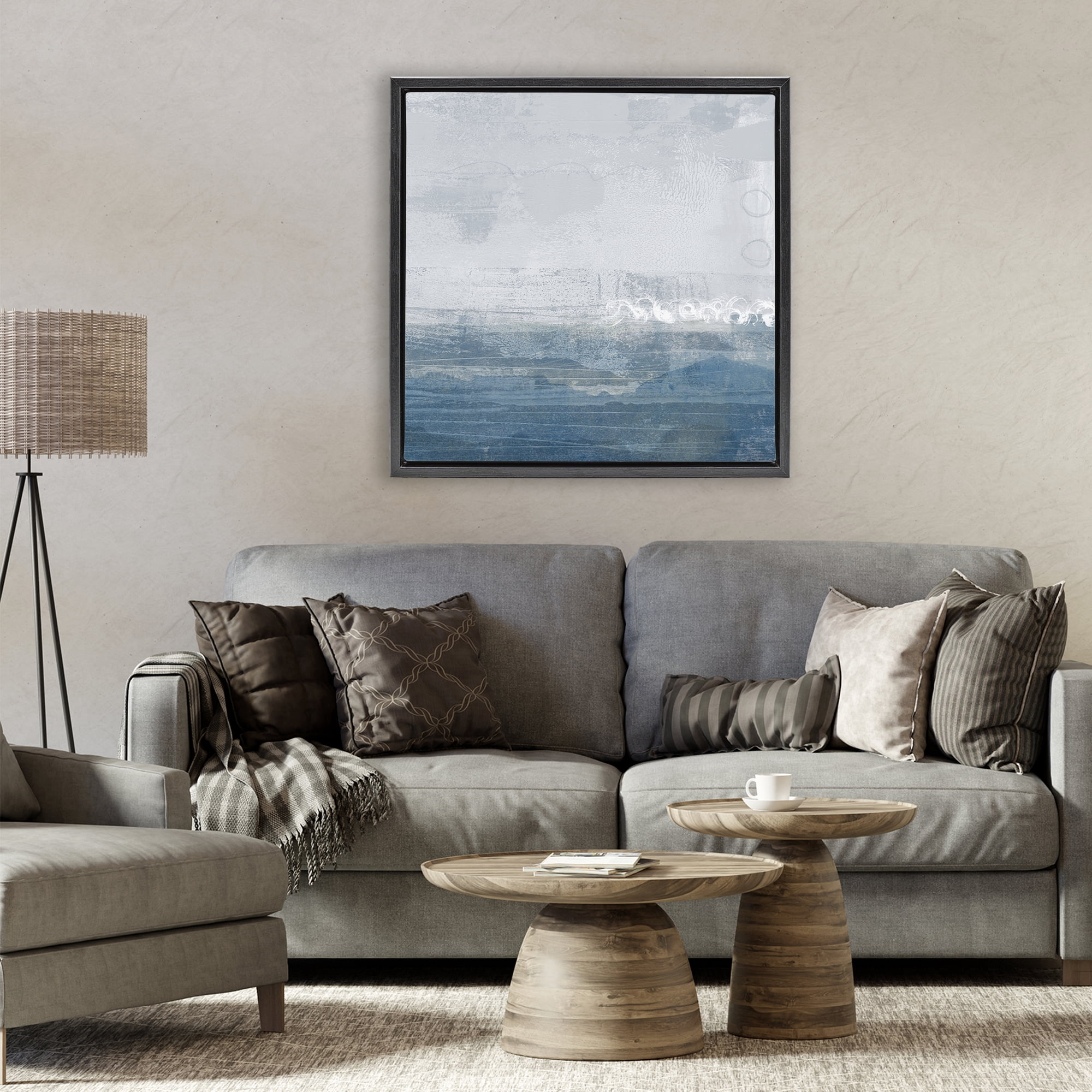 Stupell Industries Ocean Tide Abstract Black Framed Floater Canvas Wall Art, design by Dan Meneely